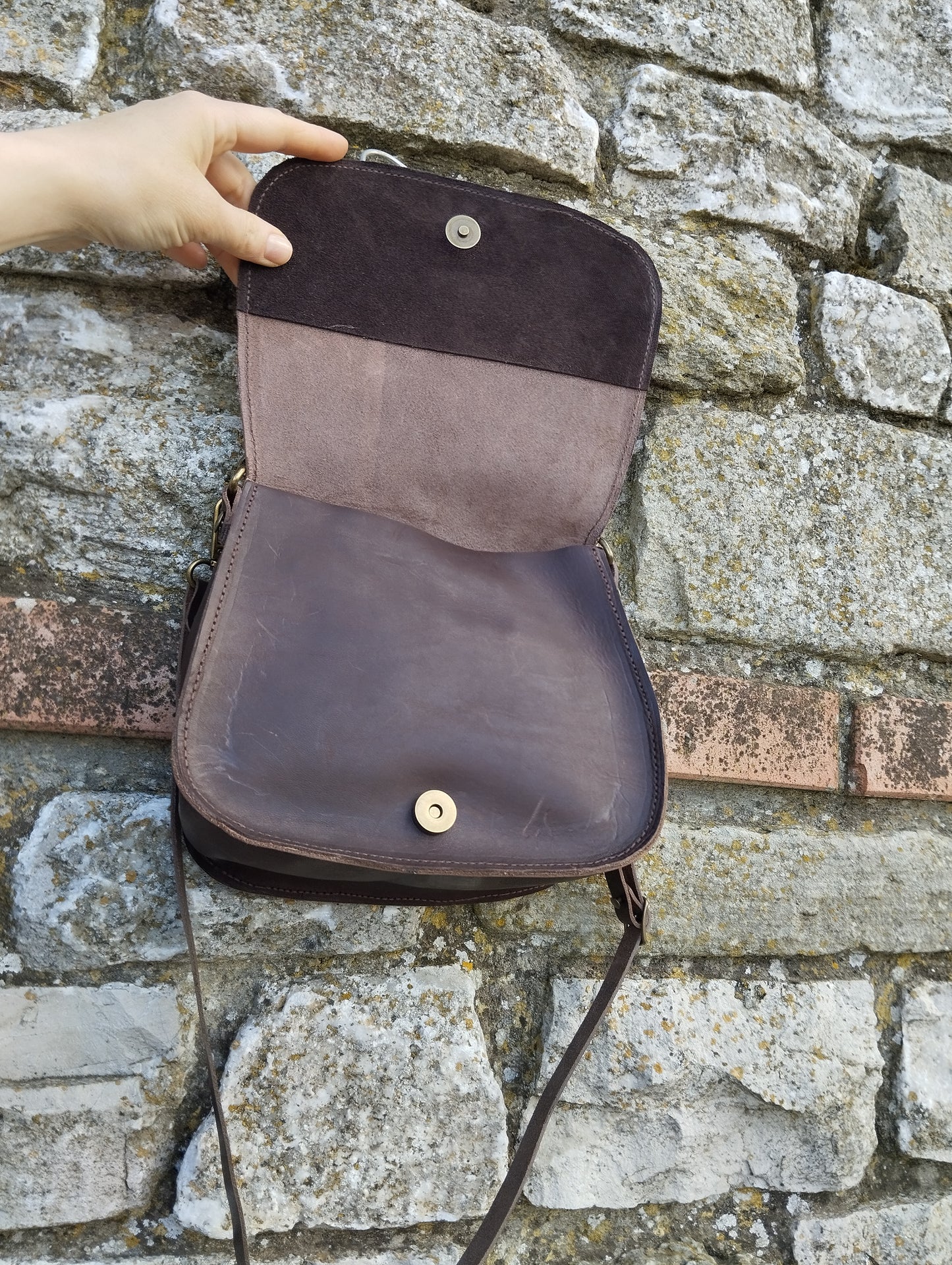 Borsa tracolla in vacchetta marrone