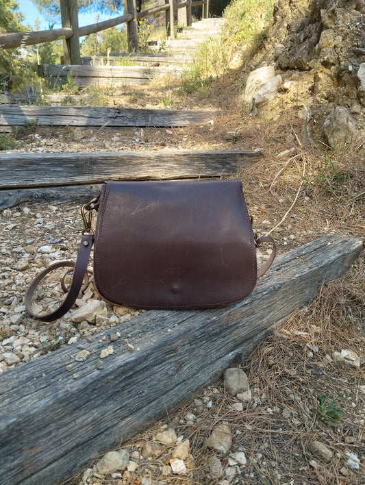 Borsa tracolla in vacchetta marrone